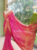 Sarika Red Bandhani Saree With Running Blouse Piece