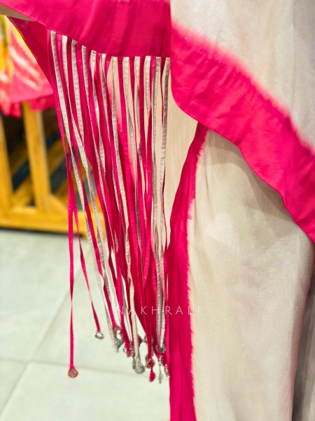 Elvara Grey Draped Indo Western Set with Embellished Neck & Tassel Detail