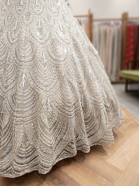 Kashmira Light Grey Net Lehenga Set with Sequin Embroidery