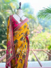 Nerix Mustard Printed Saree with Scenic Motif Border