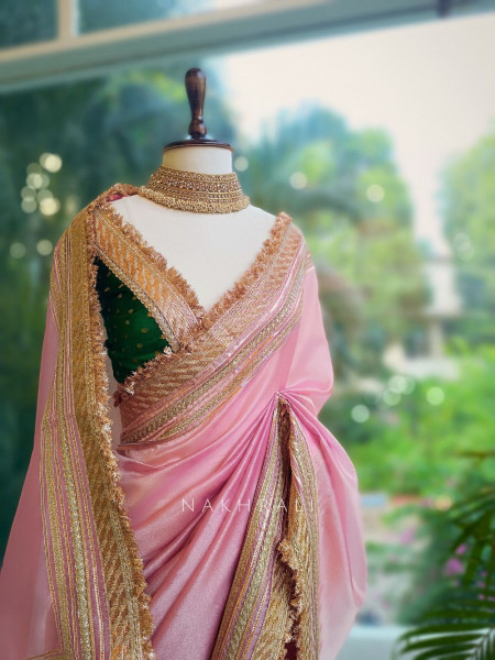 Nazakat 2.0 Pink Tissue Silk Sarees