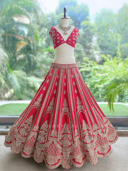 Vamika Red  Bridal Lehenga with Zari & Sequin Work