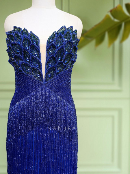 Sapphire Plumage Royal Blue Soft Net Gown