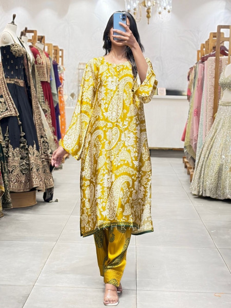 Falak Heritage Yellow Gaji Silk Farshi Set