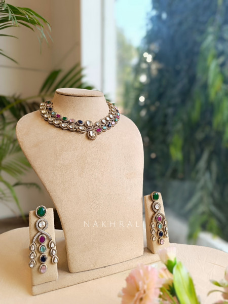Aurora Multi-Stone Kundan Necklace Set