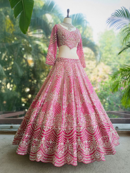 Bairan Mirror and Bead Embroidered Bridal Lehenga