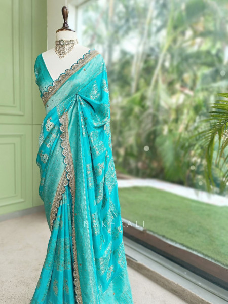 Kumud Rama Green Georgette Silk Saree