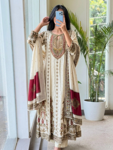 Zafran Blossom Pista Green Anarkali