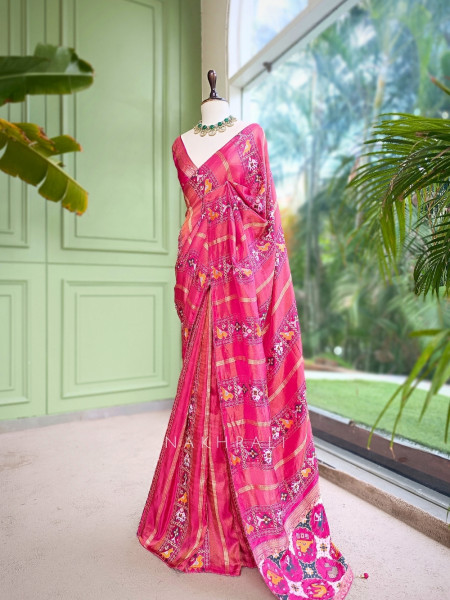 Kalyani Plum Magenta Patola Saree With With Running Blouse Piece