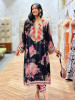 Zerina Black Floral Pakistani Suit Set with Embroidered Neckline