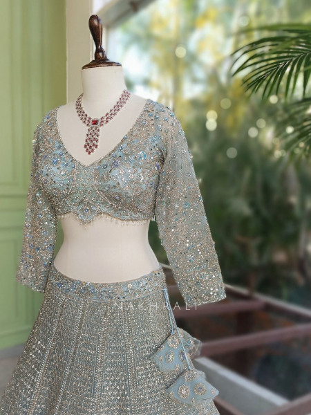 Neelambari Sky Blue Lehenga Set with Thread and Sequin Work