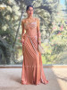 Noir Diva Peach Drape Saree with Sequin and Cut Dana Work
