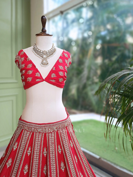 Vamika Red  Bridal Lehenga with Zari & Sequin Work