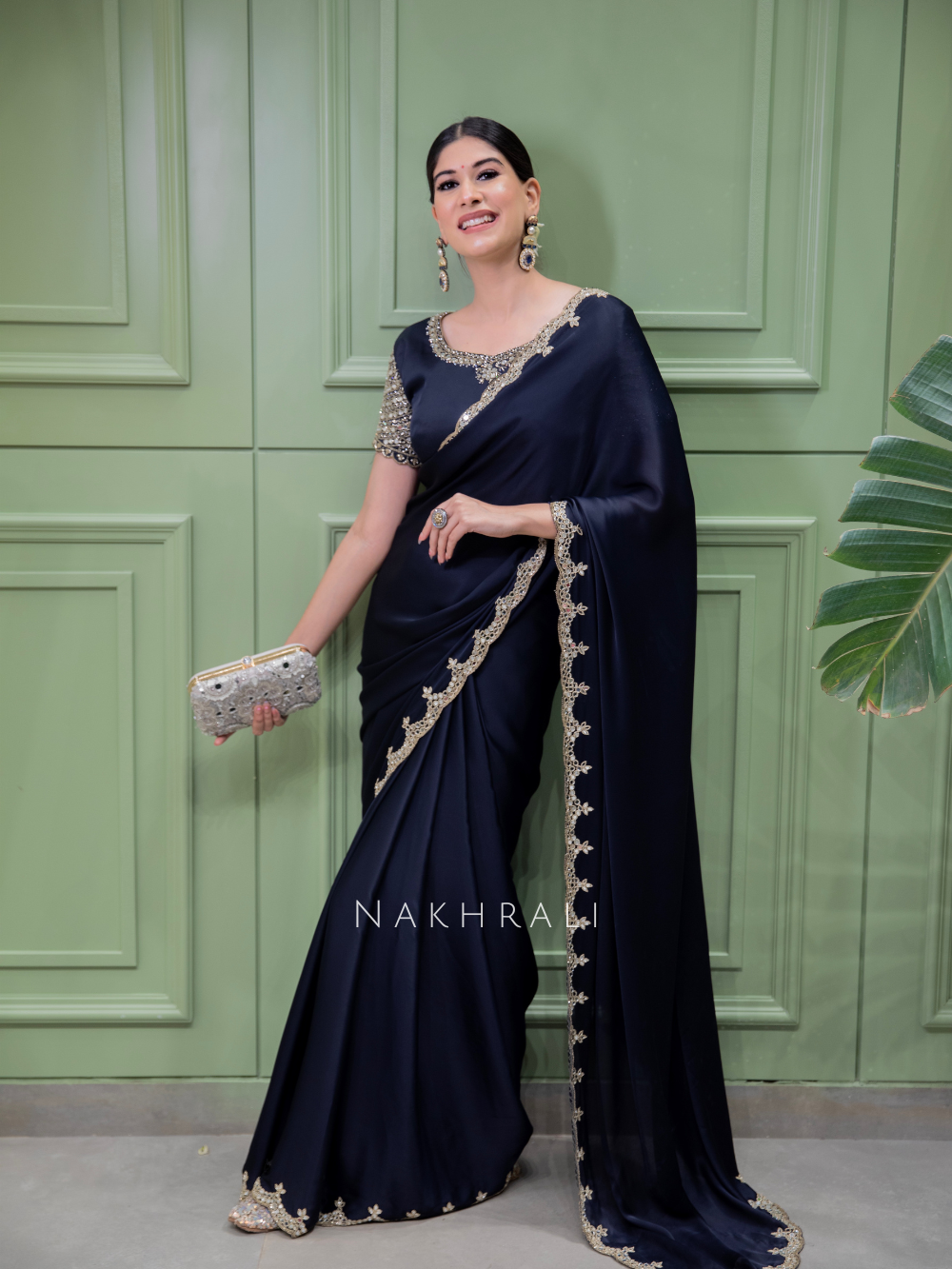 Shab dark blue saree