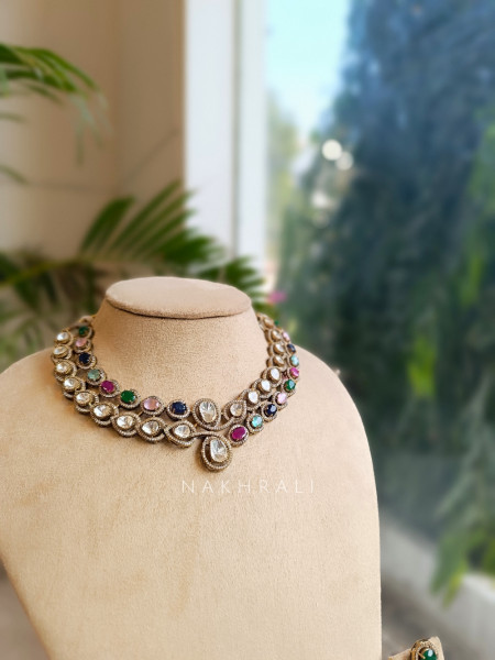 Aurora Multi-Stone Kundan Necklace Set