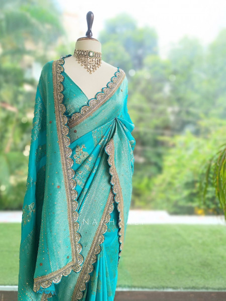 Kumud Rama Green Georgette Silk Saree