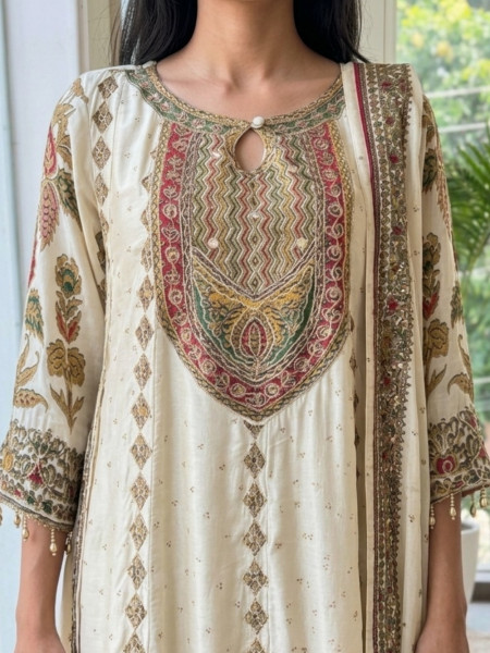 Zafran Blossom Pista Green Anarkali