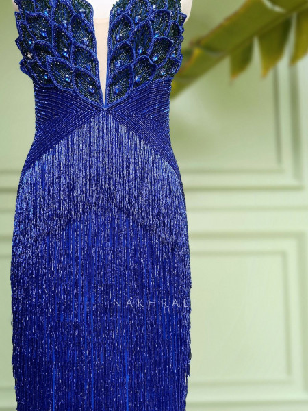 Sapphire Plumage Royal Blue Soft Net Gown
