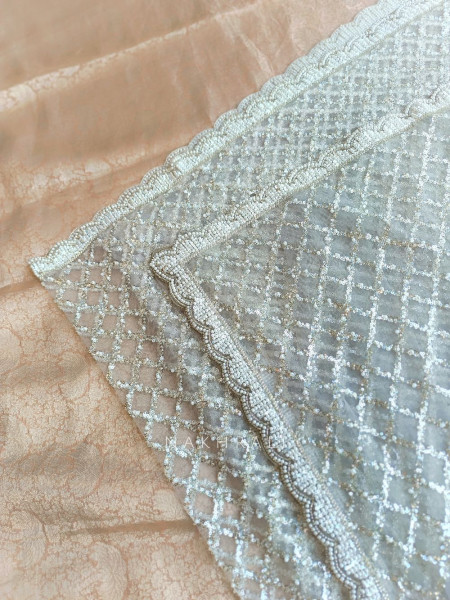 Chandani Moonlight Firozi Net Saree with Running blouse