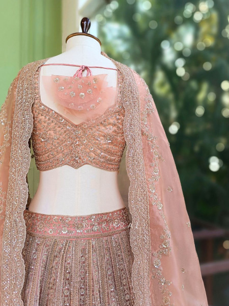 Rajrang Peach Embroidered Lehenga Set with Sequin Work