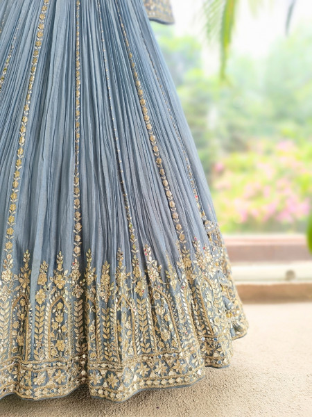 Slatecrest Grey Chinnon & Soft Net Jacket Lehenga Set