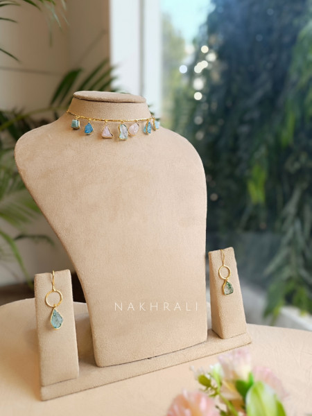 Serena Multi-Stone Gold Necklace Set