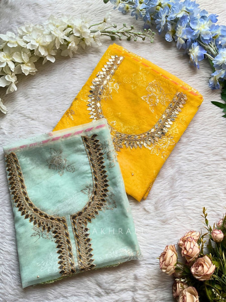 Noorani Yellow Dress Material with Gota Patti Work
