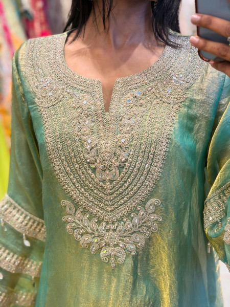Averra Jade Green Embroidered Palazzo Kurta Set
