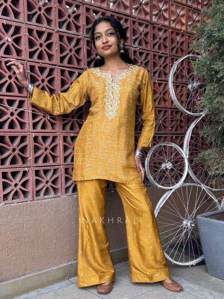 Tarini Yellow Pant Kurta Set with Lace Detail