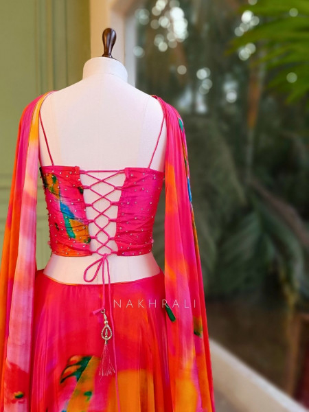 Kivara Multicolor Corset Lehenga Set with Stone Work