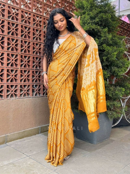 Peetvarn Yellow Saree with Statement Pallu Design