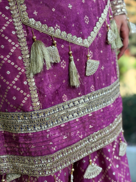 Mehfil Purple Embroidered Suit Set with Sequin & Bead Work