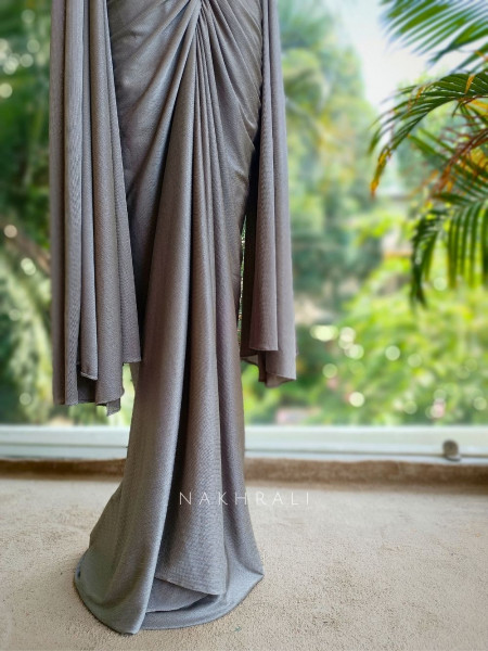 Serene Silver Corset Skirt Set with Stone Embellished Work