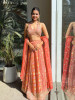 Ruhani Orange Brocade Lehenga with Zari and Sequin Work