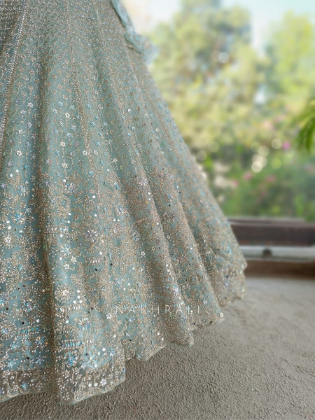 Neelambari Sky Blue Lehenga Set with Thread and Sequin Work