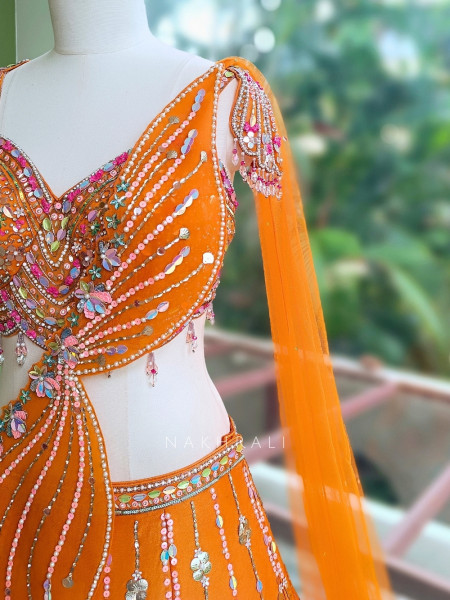 Solaris Petal Orange Satin Silk & Soft Net