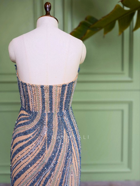 Fuchsia Flame Golden Soft Net Gown