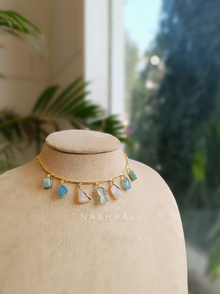 Serena Multi-Stone Gold Necklace Set