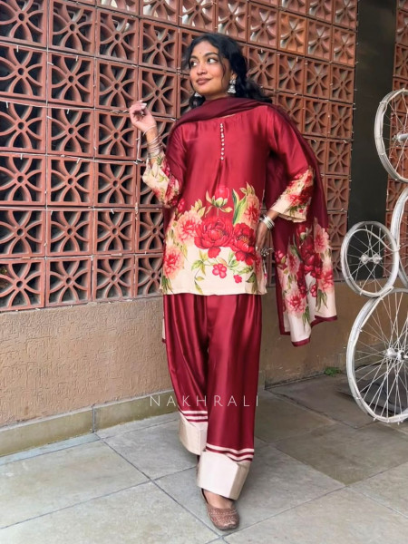 Gul-A-Ruby Satin Farsi Suit Set