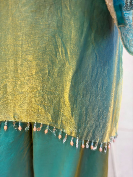 Averra Jade Green Embroidered Palazzo Kurta Set