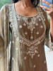 Inara Shimmer Brown Crushed Organza Gharara Suit Set
