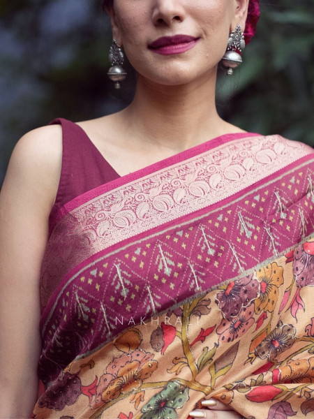 Mehek Mustard Floral Saree with Subtle Zari Detailing
