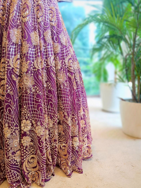 Twilight Bloom Purple Embroidered Bridal Lehenga