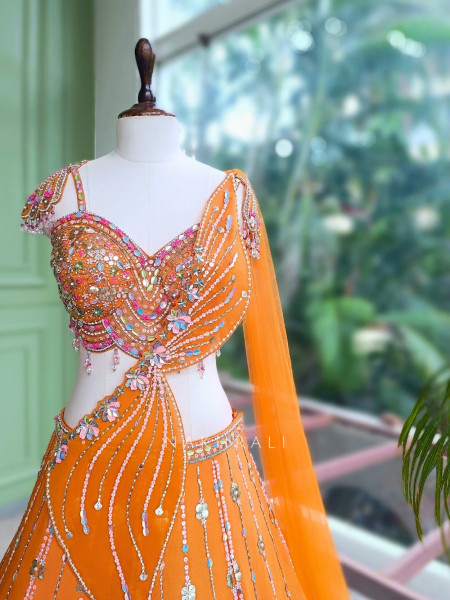 Solaris Petal Orange Satin Silk & Soft Net