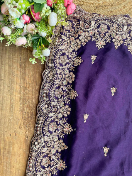 Rivaya Wine Saree with Cut Dana and Sequin Work