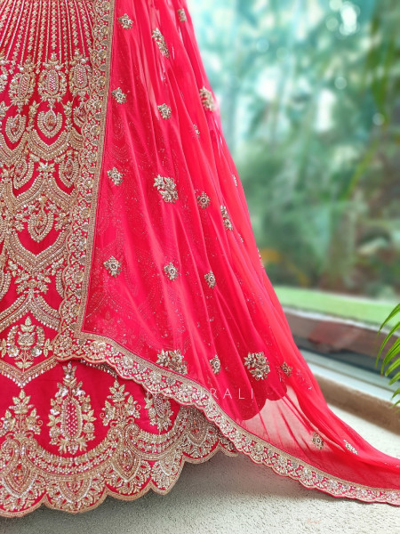 Mehrab Red Raw Silk – Bridal Lehenga