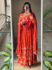 Vashti Orange Chinon Floral Anarkali with Zari &amp; Bead Work