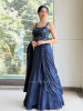Twilight Blue Indo-Western Pre-Draped Corset Lehenga
