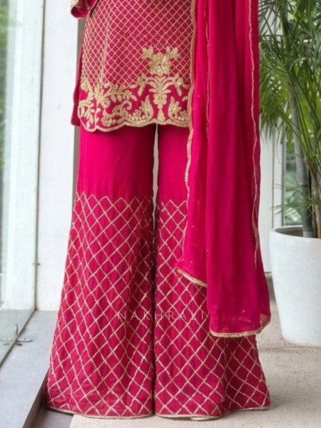 Noor-Bagh Embroidered Magenta Suit Set