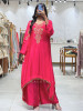 Kritisha Magenta Pure Chinon Silk Indo-Western Kurta Palazzo Set